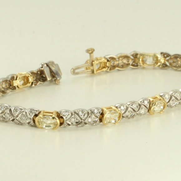 2 Tone Gold Millenial Sunrise Link Bracelet 5.41 Ct J K G H C22000042 - Picture 3 of 5